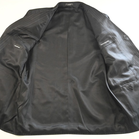 Jones New York 43R 36x30 Black Striped 100% Wool Mens Jacket Pants Suit - Picture 6 of 12